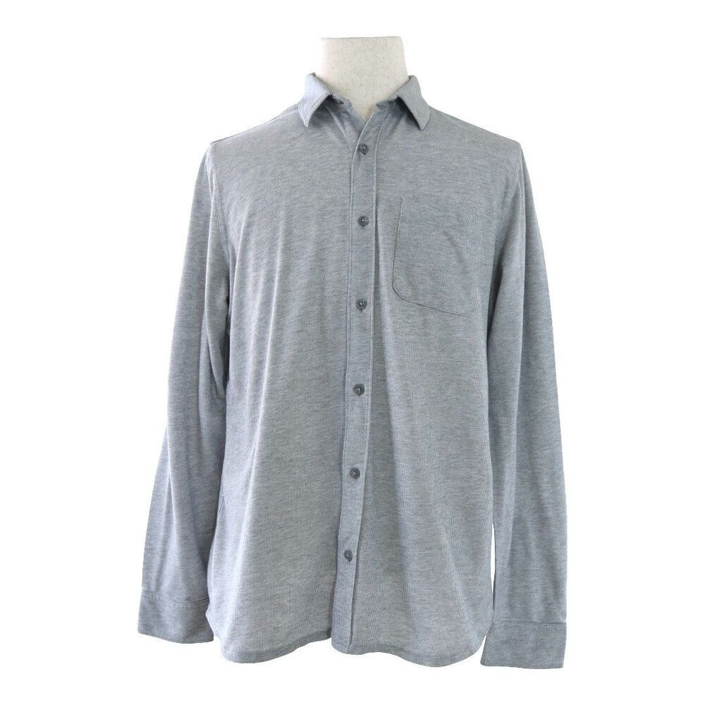 TravisMathew Gray Heather Button Down Shirt Men’s Large Casual Golf Officecore
